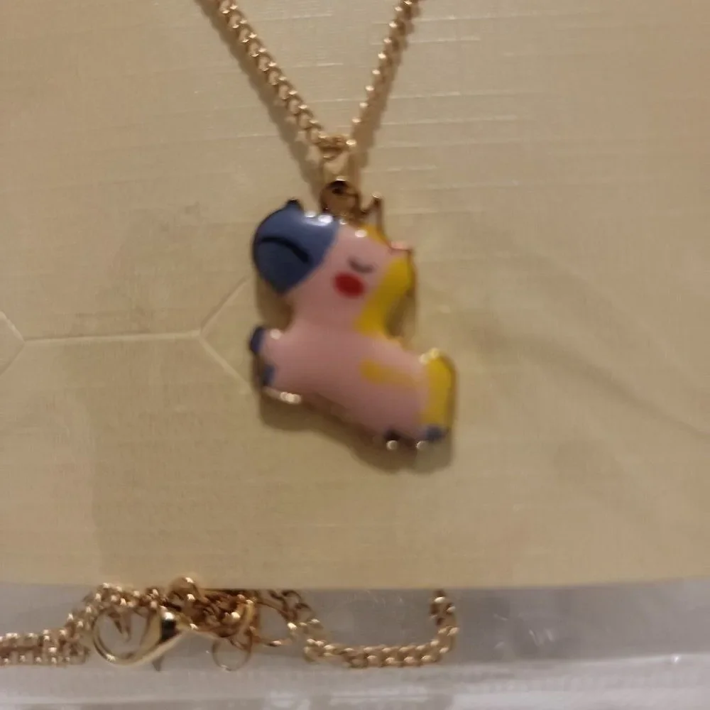 Fashion Jewelry Girls Multicolor Unicorn Charm Necklace With Earring Set